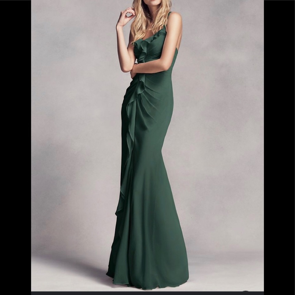 White by Vera Wang Ruched long bridesmaid dress